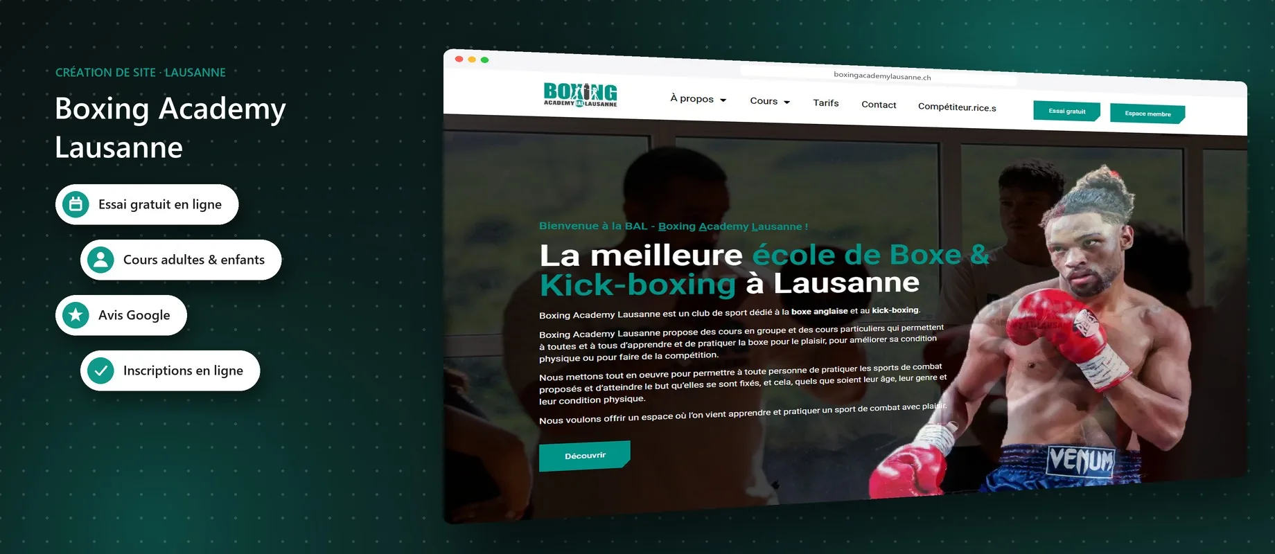 site internet Boxing Academy Lausanne
